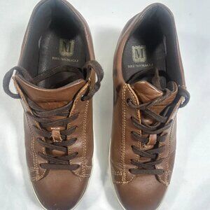 Bruno Magli Diego Sneakers Men's Cognac Low Top Shoes Brown Leather Size 9